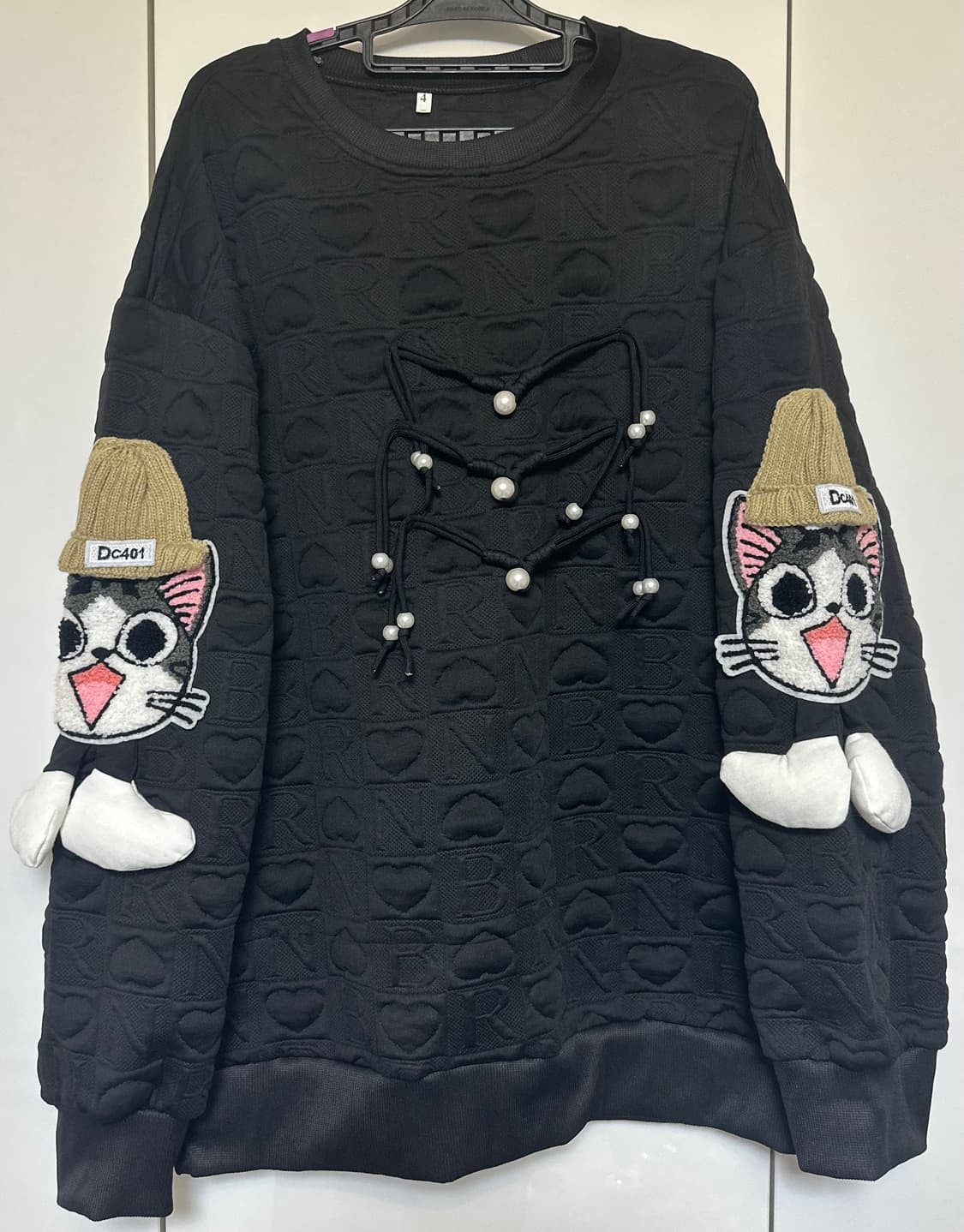 고양이 캐릭터 엠보싱 맨투맨 원피스 상품이미지2