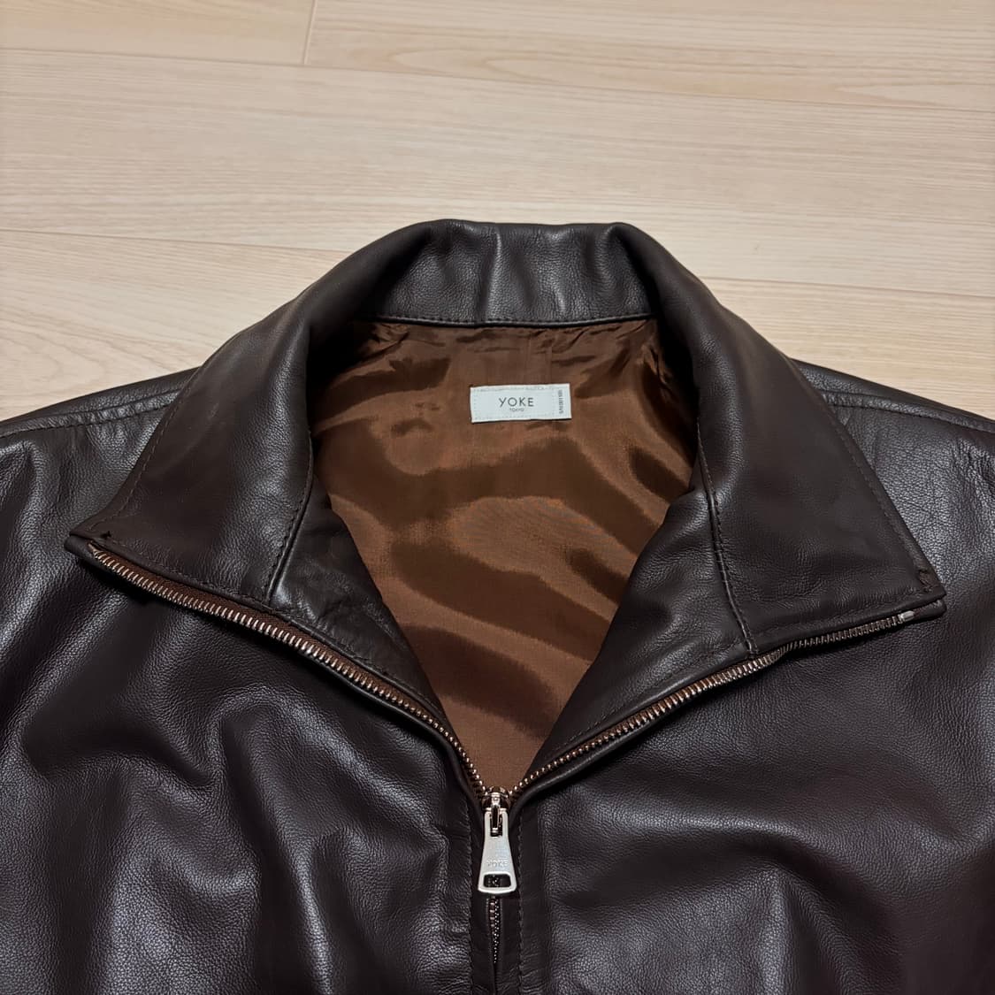 새상품) Yoke 요크 carf 레더 가죽 자켓 브라운 2 상품이미지3