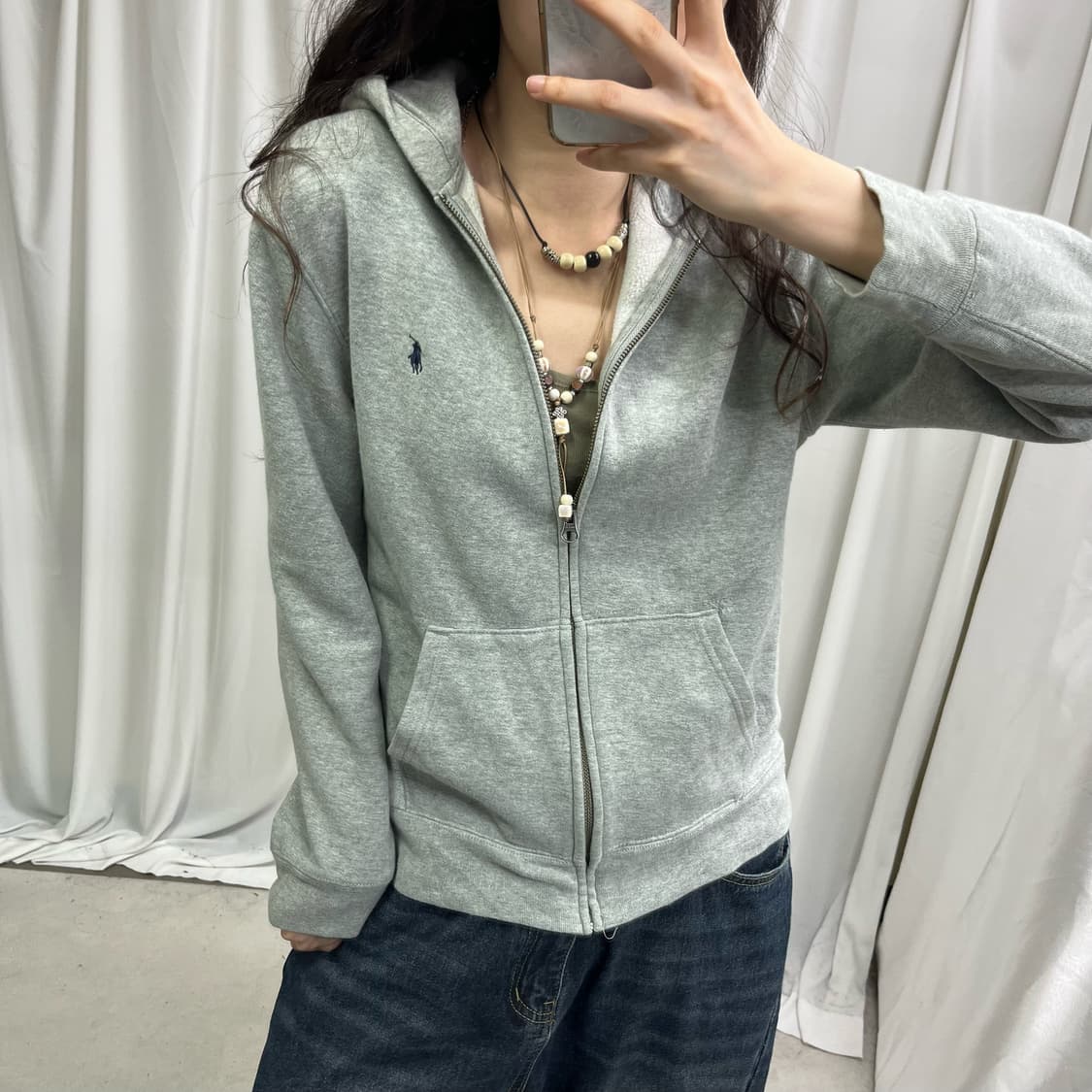 Polo gray hood zip-up 상품이미지3