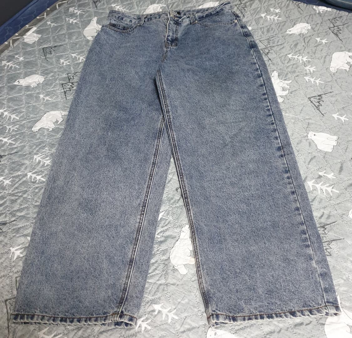 토피 와이드 데님팬츠 오일인디고 (XL) 상품이미지1