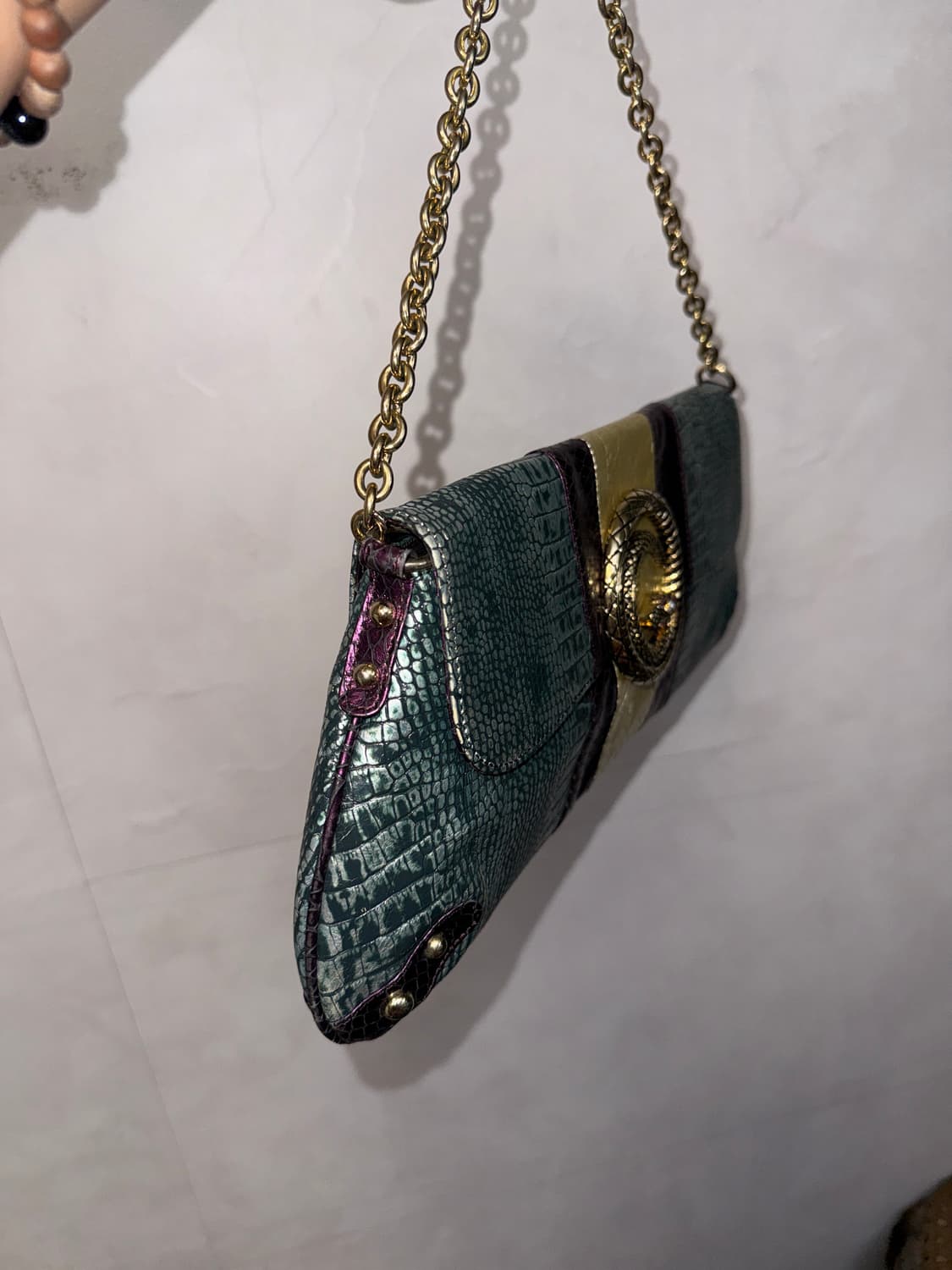 MICHAA metal blue green python chain 숄더백 상품이미지3