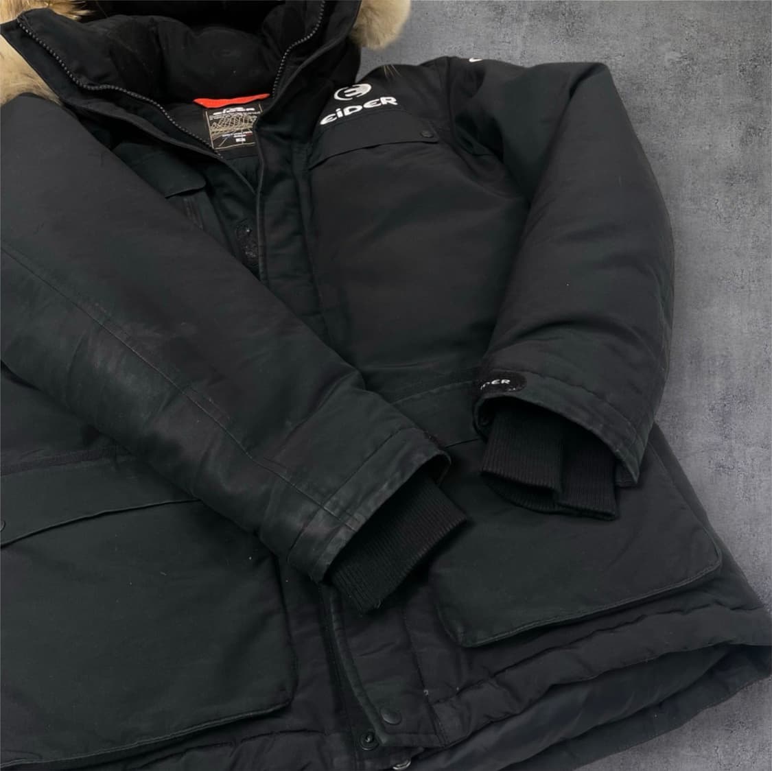 아이더 Eider 블랙 후드퍼 덕다운 헤비 패딩 파카 M 상품이미지5