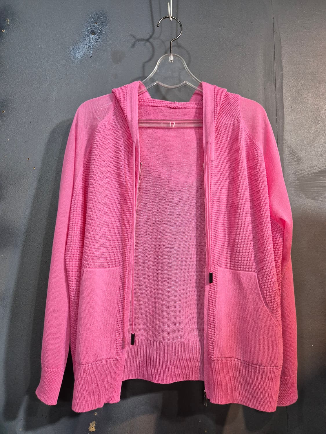 핑크 니트 후드 집업 55 66 상품이미지3