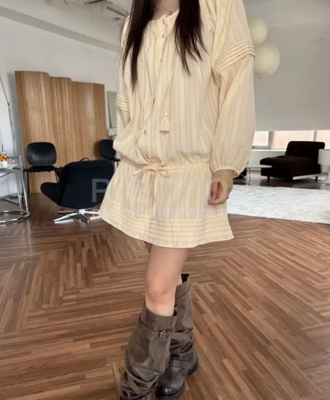 에그이즈 아이리스 태슬블라우스 미니원피스  상품이미지1