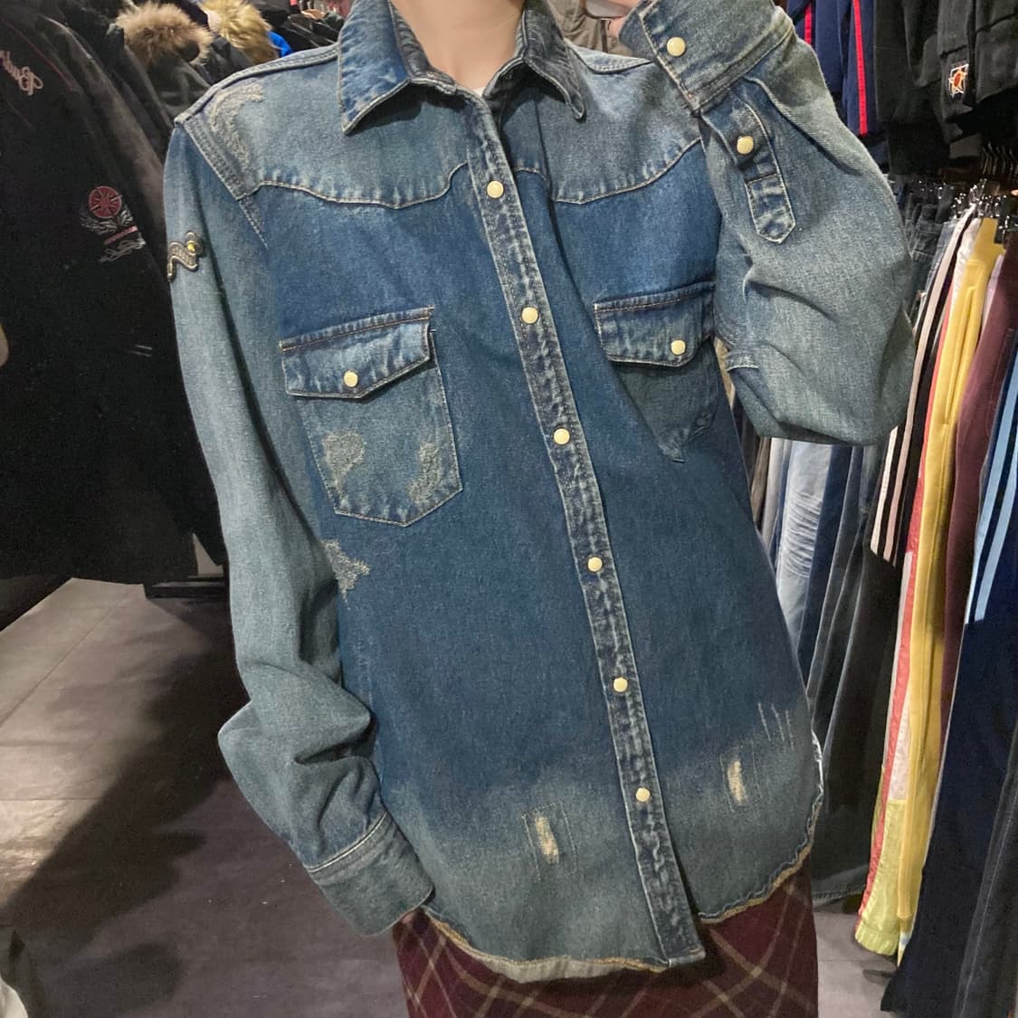 [IM]vtg 진청 펄 버튼 데님 자켓 상품이미지4
