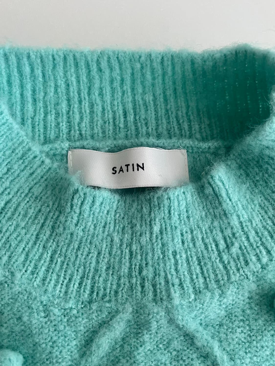 F) 샤틴 SATIN 폼폼 니트 민트 상품이미지4