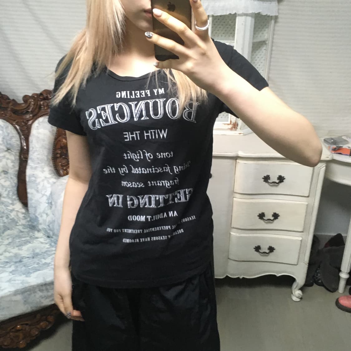 일본빈티지 프린팅 블랙 반팔 티셔츠 상품이미지2