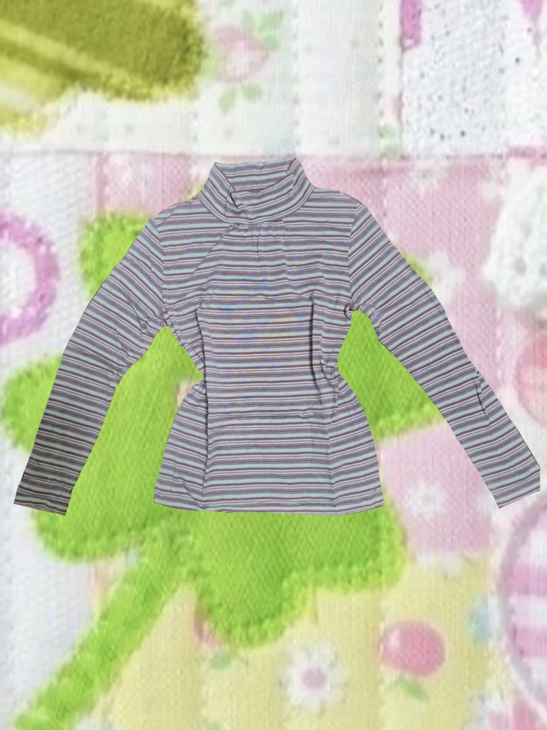 빈티지 모리걸 줄무늬 스트라이프 은사 목폴라 긴팔 티셔츠 두쫀쿠 상품이미지1