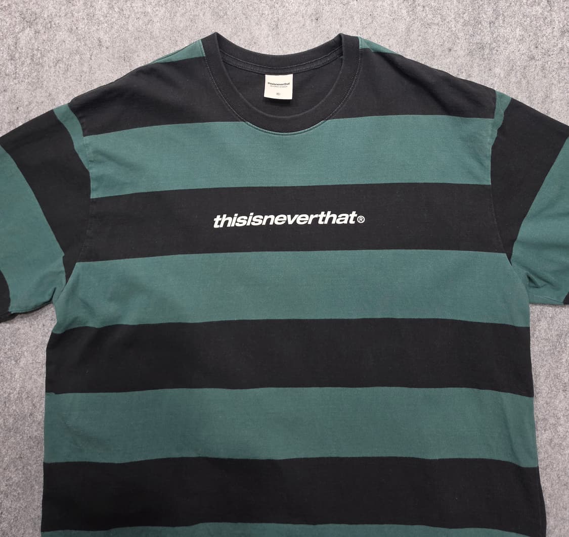 디스이즈네버댓 그린 스트라이프 반팔티 XL 상품이미지3