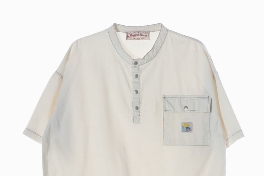 러기드하우스 아이보리 헨리넥 스트링 반팔 셔츠 상품이미지3