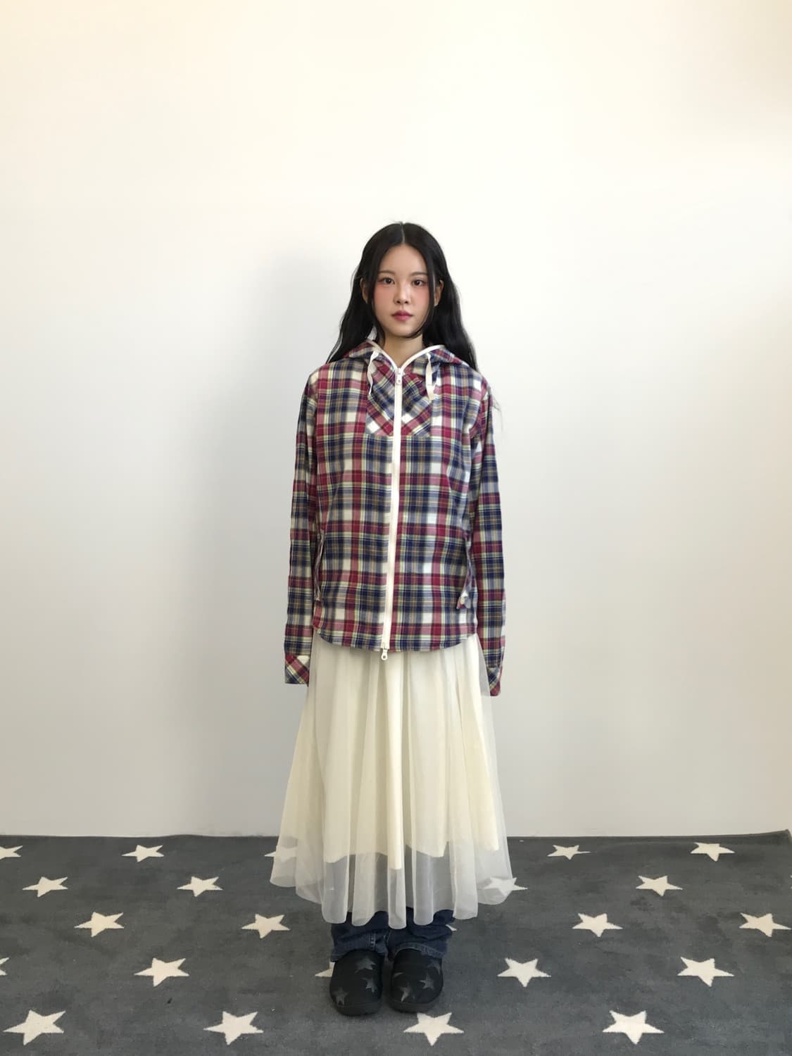 Jpn Checked Zip Up Hoodies 상품이미지1