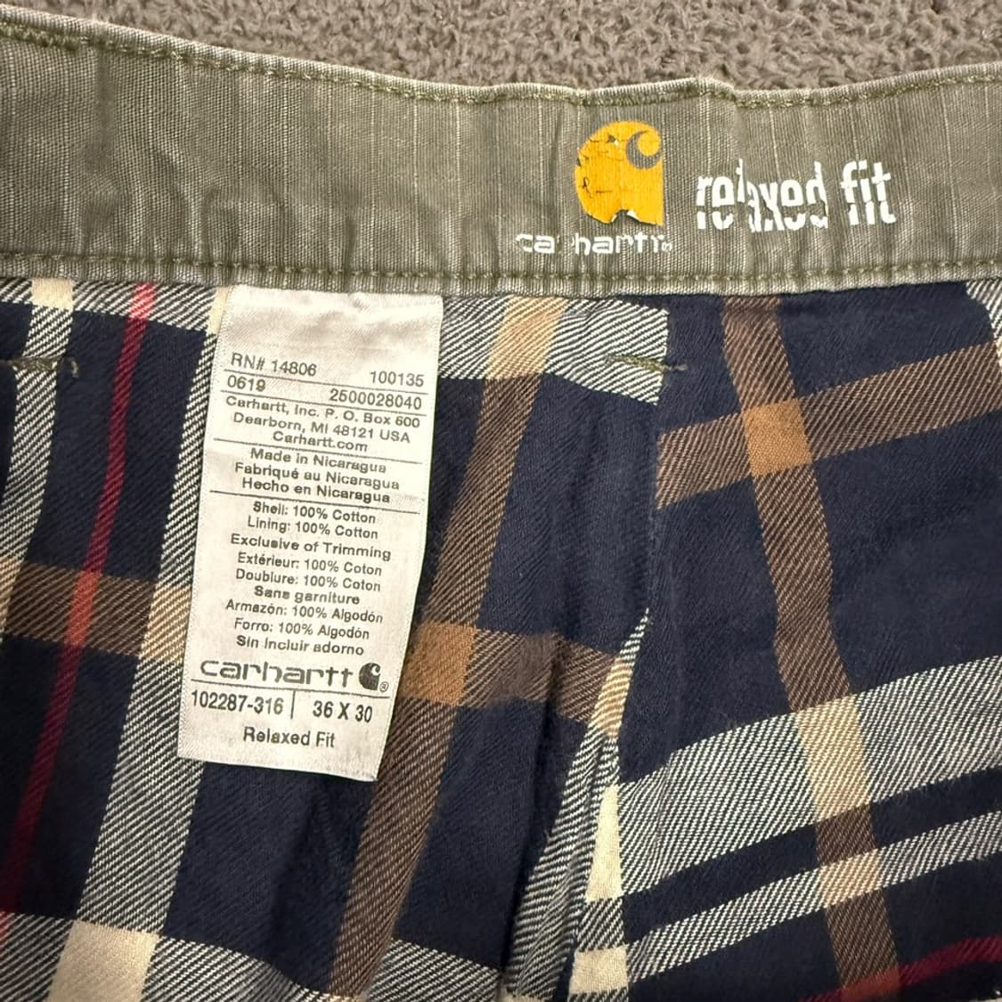 [정품/36x30] 칼하트 모스그린  빈티지 카고 워크 팬츠 상품이미지6