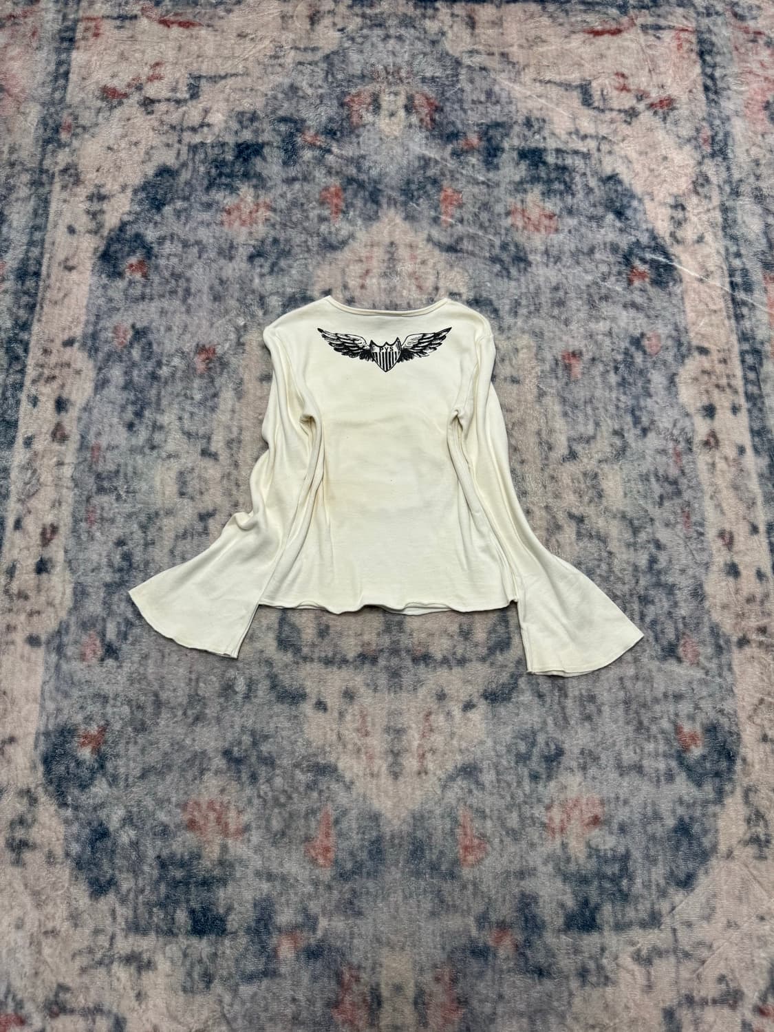 Pentys y2k patch flare sleeve top 상품이미지7