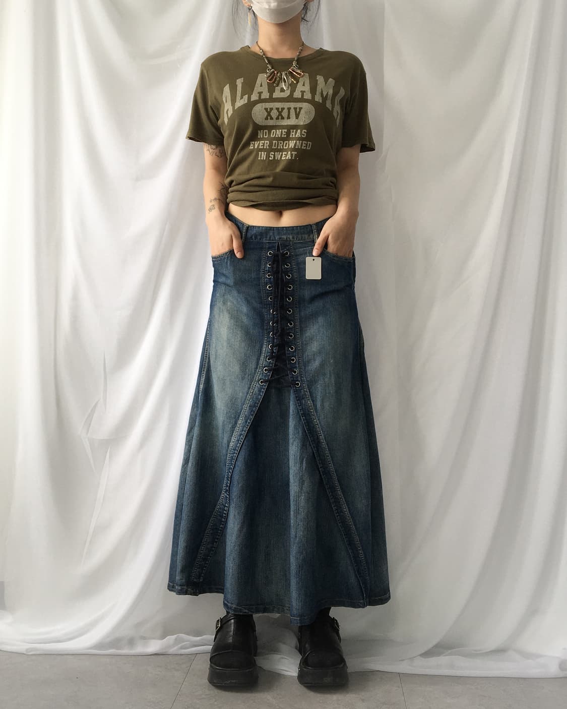 Lettering printing khaki t shirt 상품이미지7