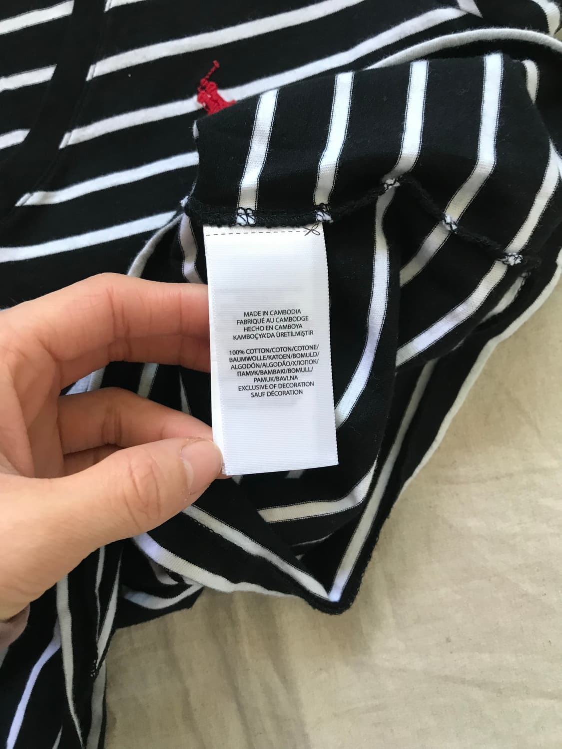 폴로 랄프로렌 포니로고 스트라이프 브이넥 반팔티 상품이미지8