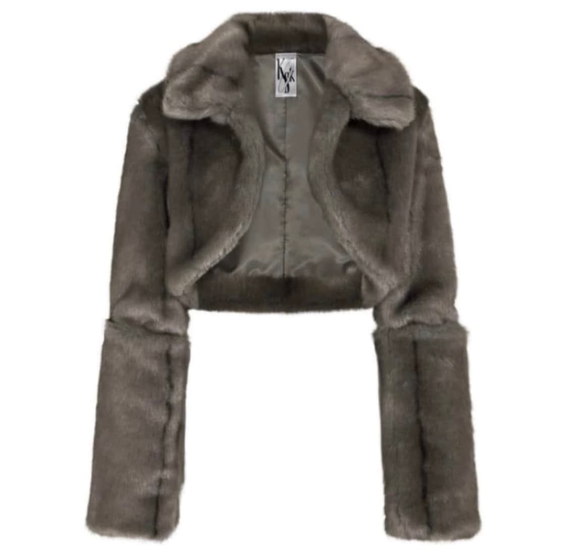 카시코 볼레로 크롭 퍼 자켓 브라운 카키 상품이미지1