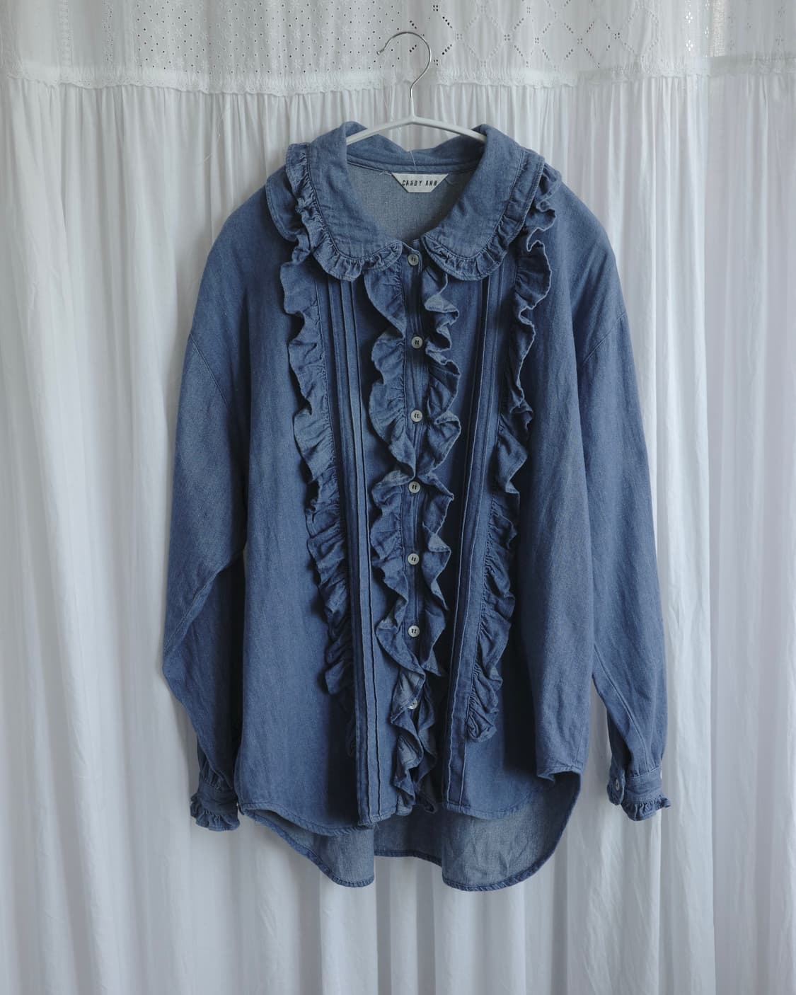 Frill denim shirt 상품이미지1