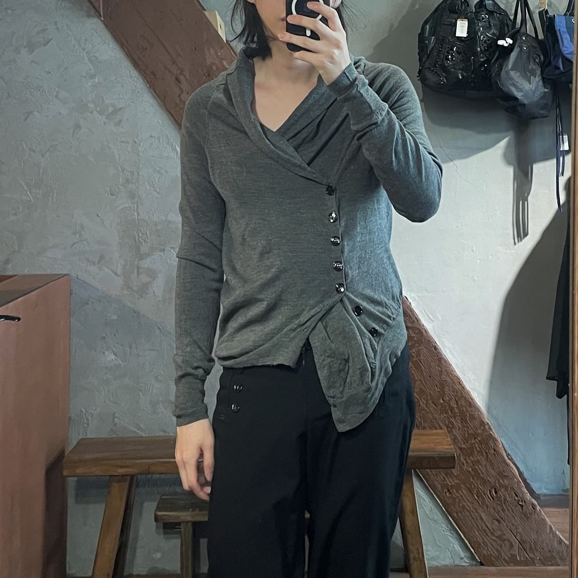 00s 알렉산더 맥퀸 비대칭 숄칼라 가디건  상품이미지2