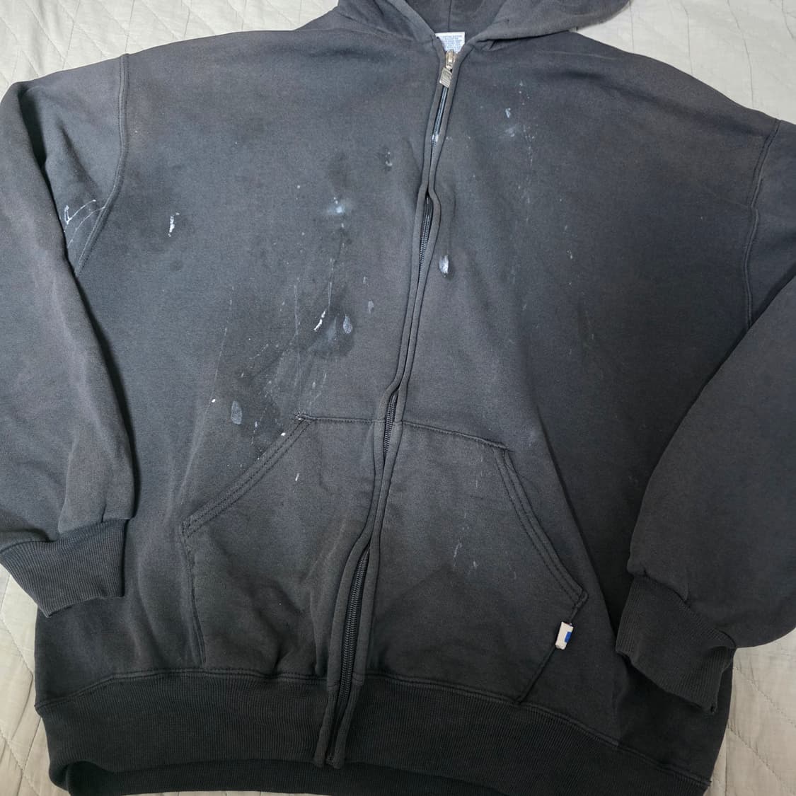 [XL] 90s USA 빈티지 러셀 애슬레틱 후드집업 블랙 페인팅 상품이미지2