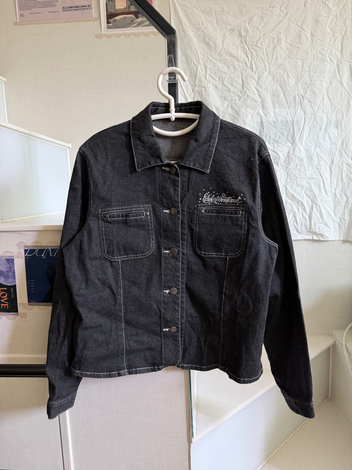 자수 큐빅 디테일 걸스 데님자켓 상품이미지1