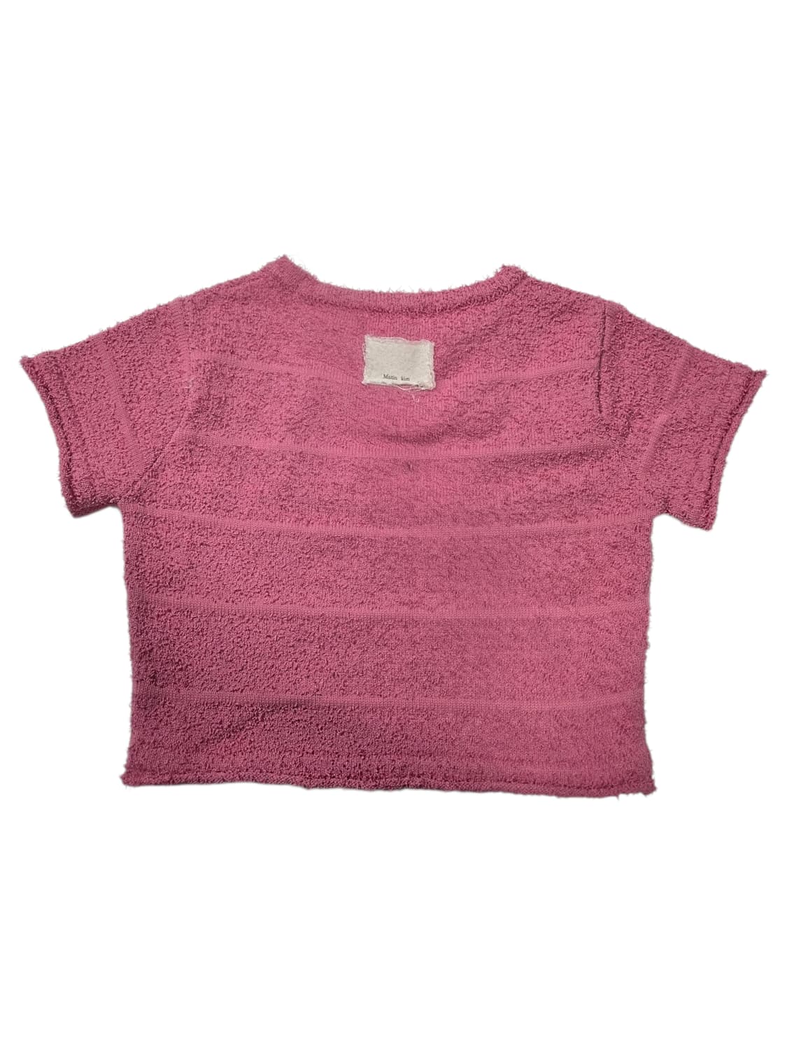 마뗑킴 핑크 아크릴 소재 반팔 크롭티 XS 상품이미지3