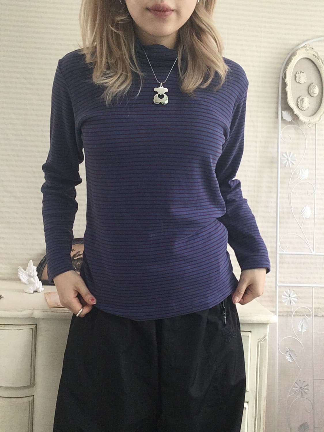 jpn vintage navy burgundy stripe t 상품이미지3