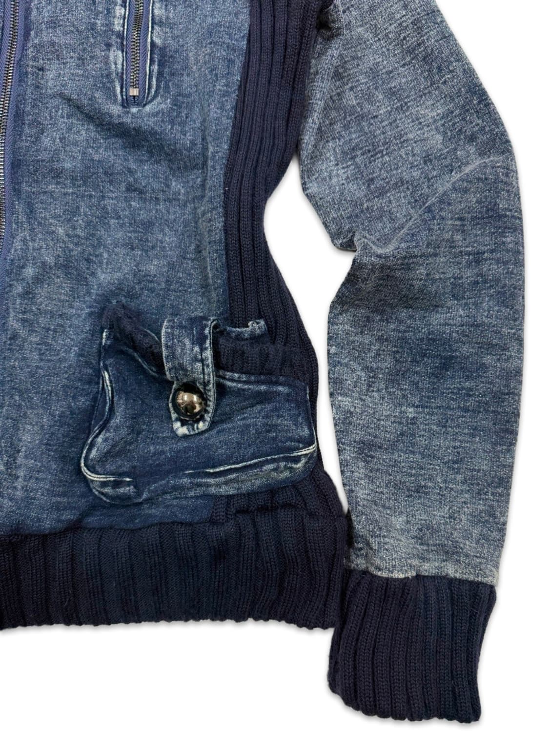 빈티지 Kavach 워싱 데님 니트 후드 집업 상품이미지6