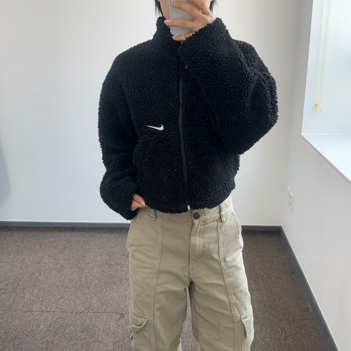 Nike 나이키 백 스우시 블랙 후리스 집업 상품이미지1