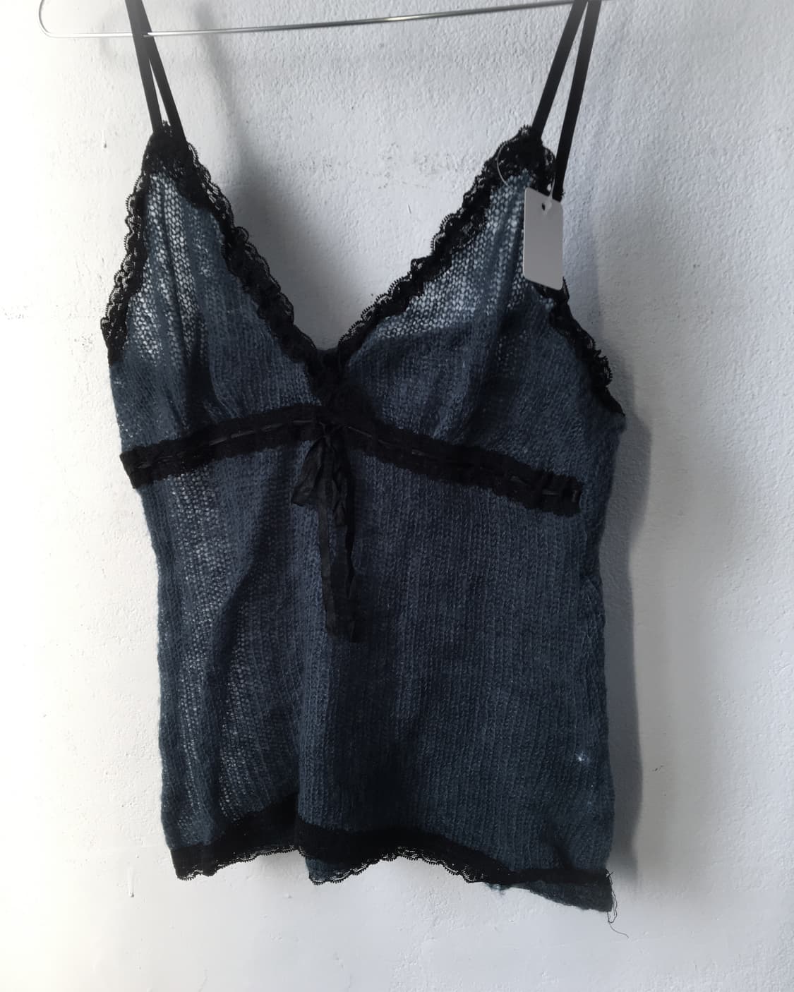 Lace trimming woolen knit sleeveless 상품이미지3
