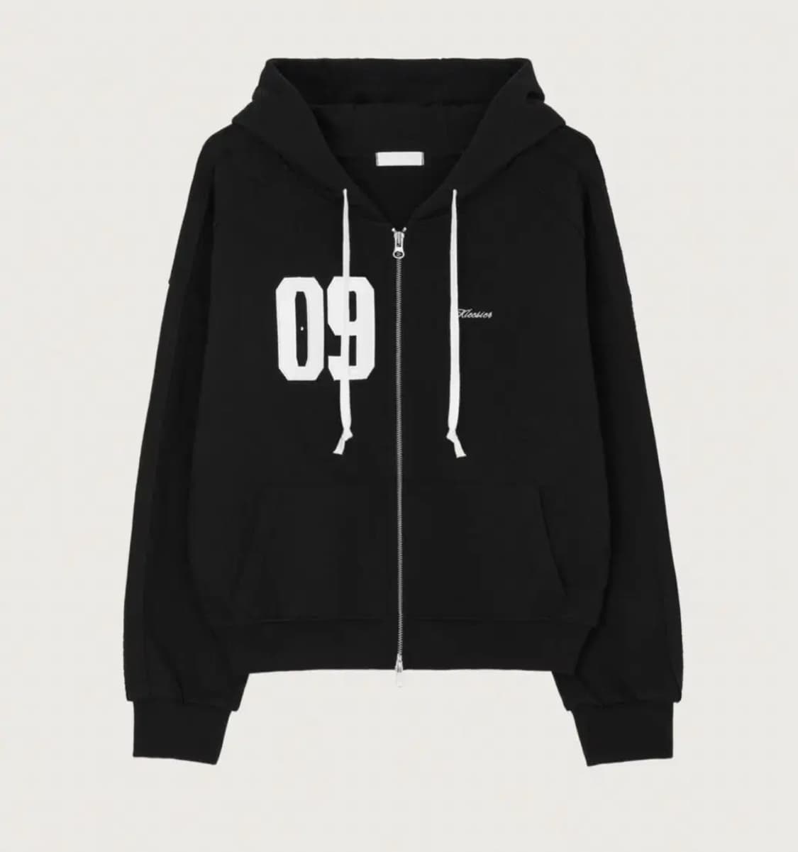 클리시어 09 넘버링 후드집업 블랙 논기모  상품이미지1