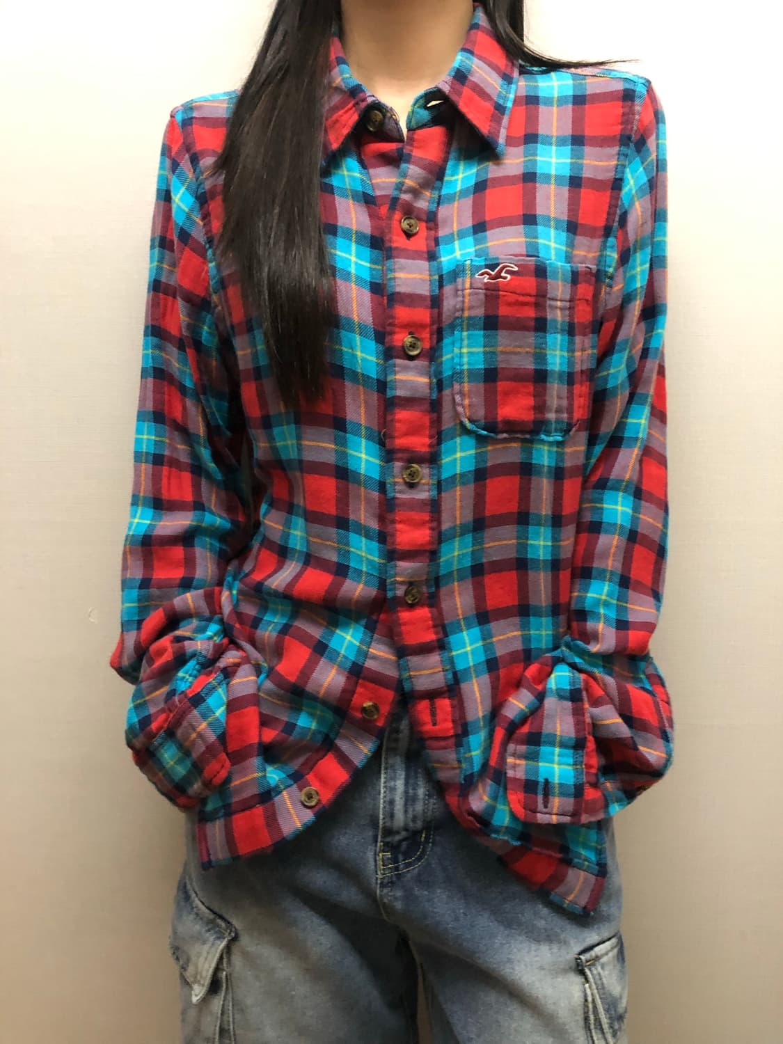 빈티지 홀리스터 비비드 체크 셔츠 상품이미지5