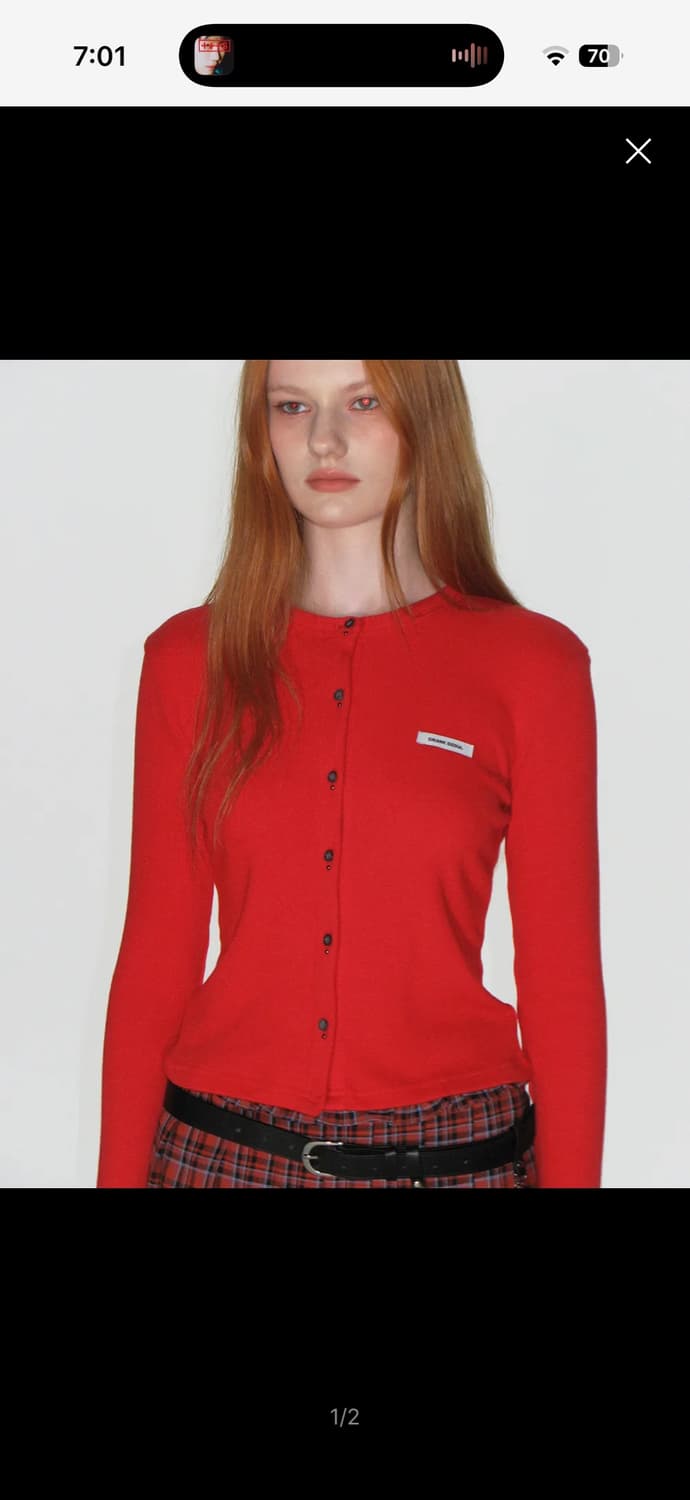 크랭크 스터드 버튼 가디건 레드 상품이미지1