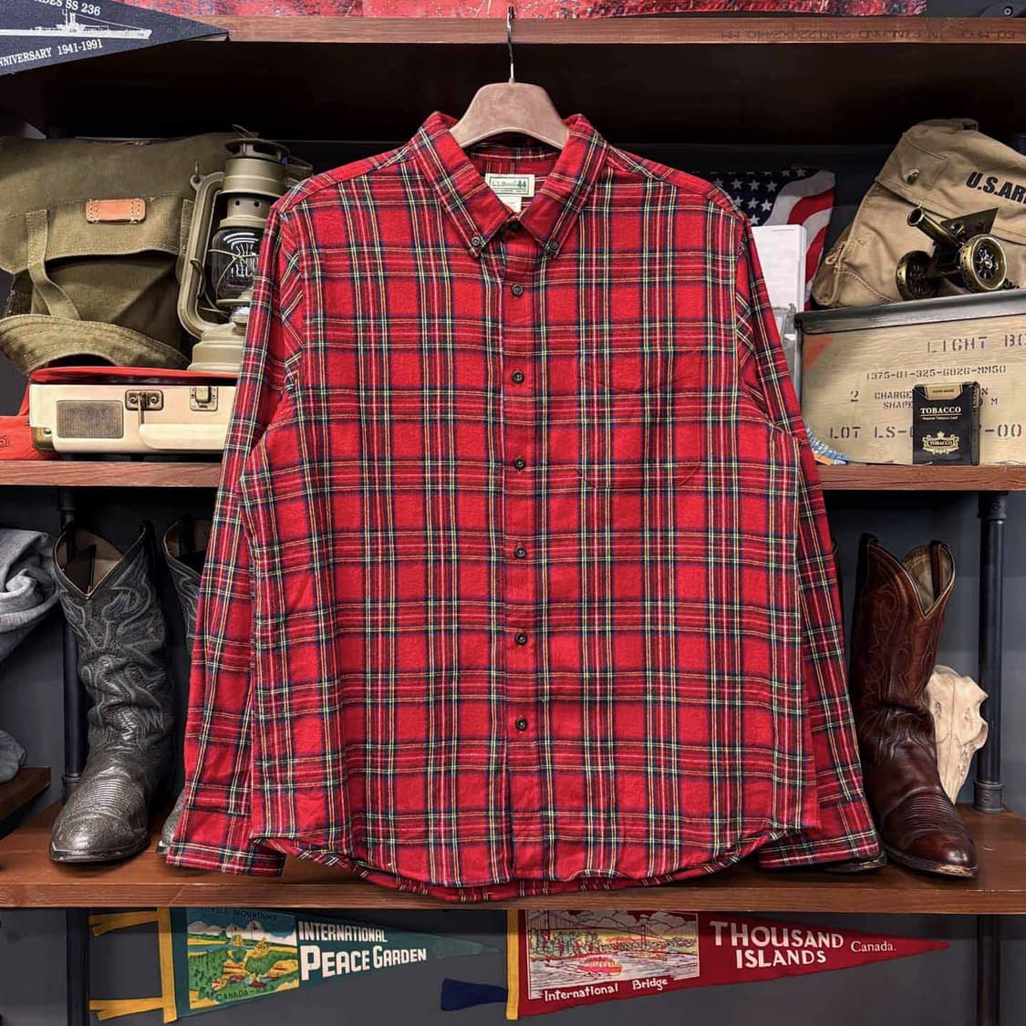 90s L.L.Bean 엘엘빈 체크 포켓 플란넬 셔츠 N493 상품이미지1