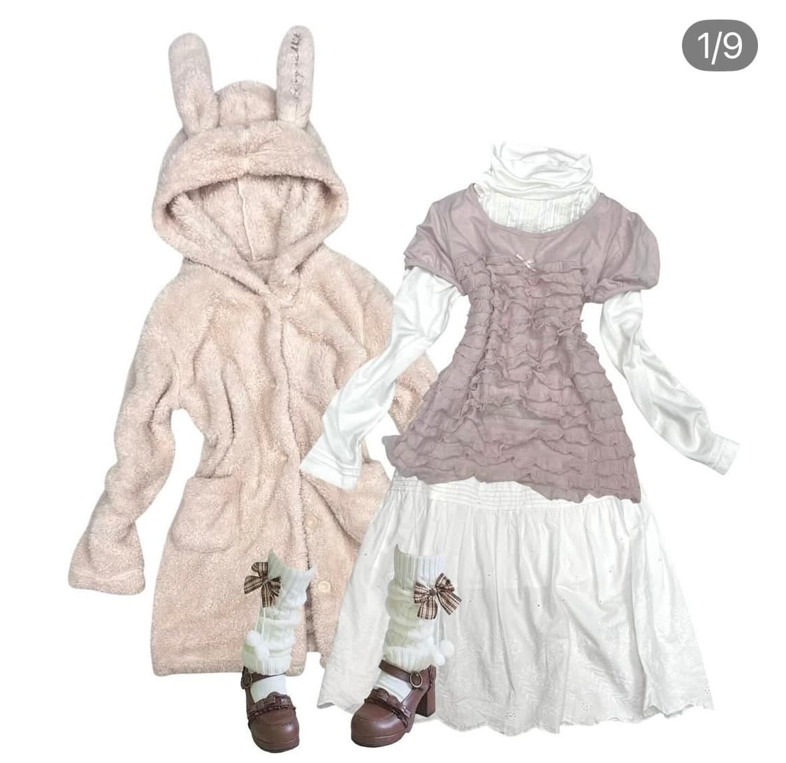 합정빈티지 우사미미 퍼자켓 핑크 코디세트 상품이미지1