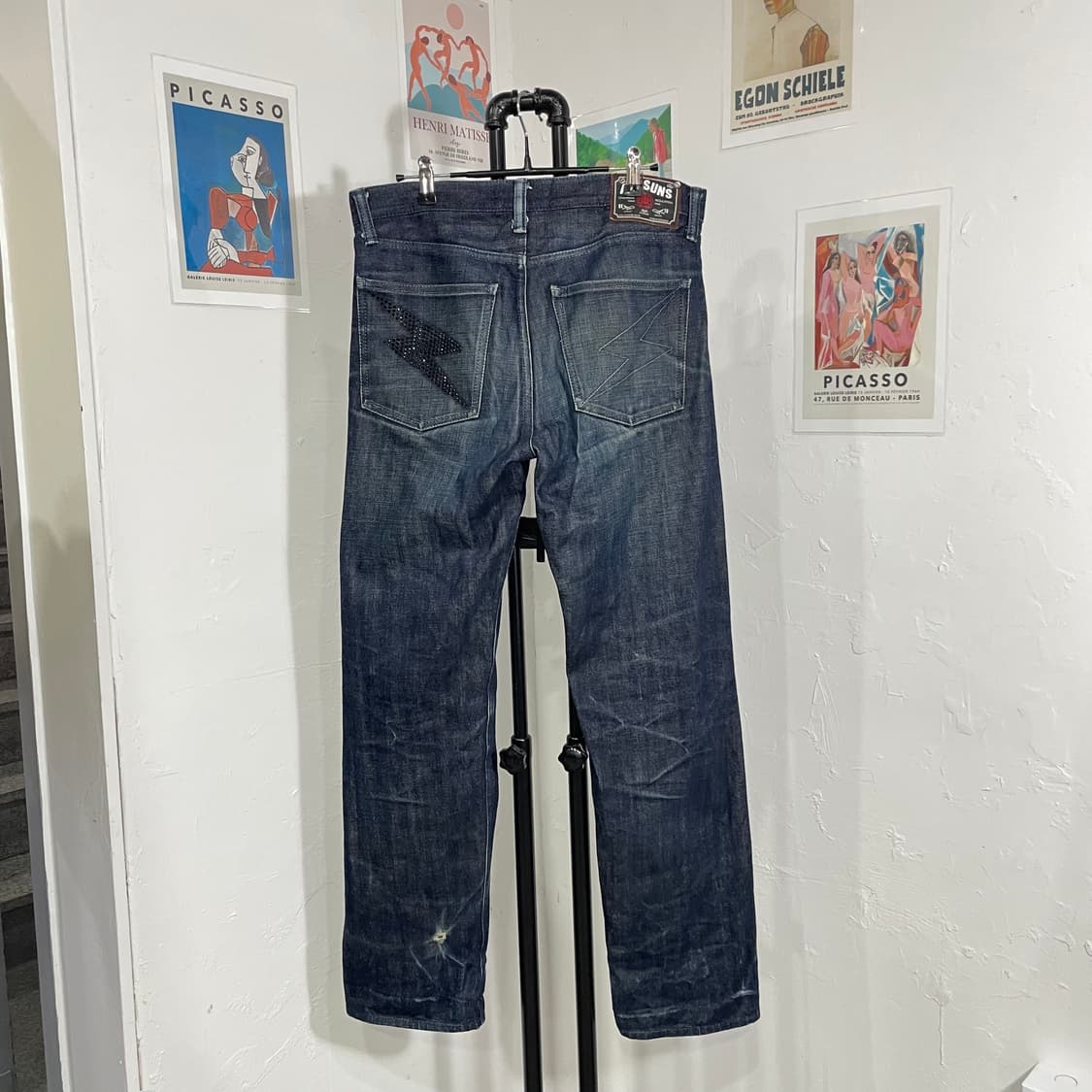 펑크 큐빅 진청 데님 팬츠 상품이미지3