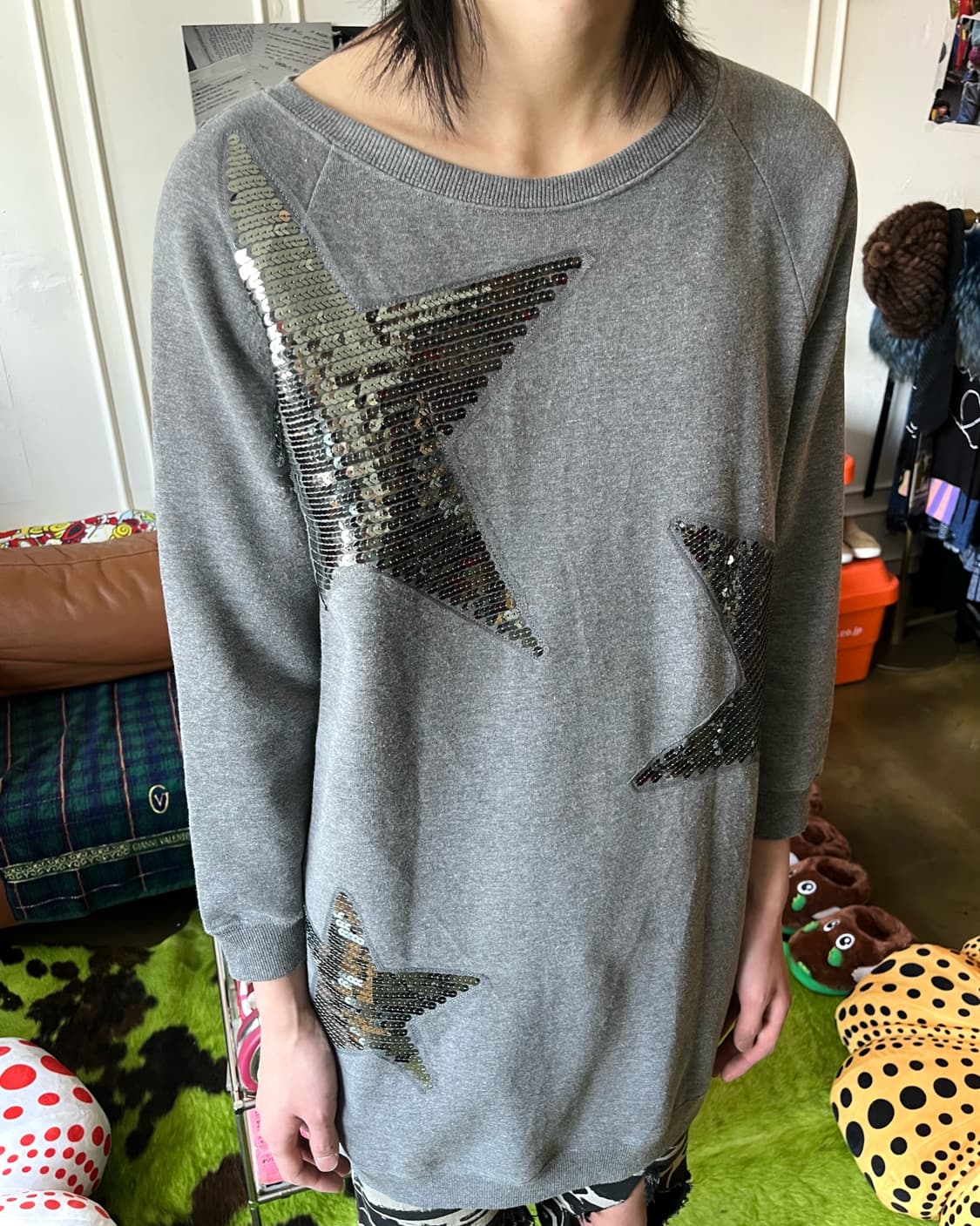 MADAME HINA Spangle Star Long Sweatshirt 상품이미지2