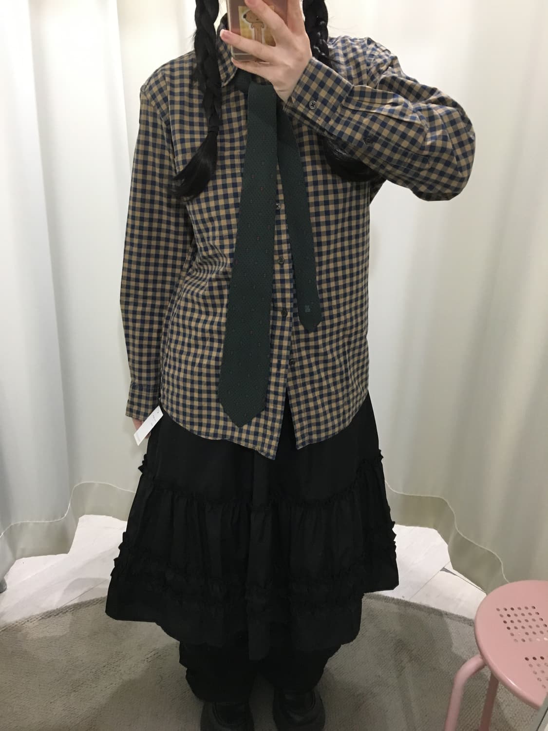 쿠키 브라운 체크 셔츠 상품이미지6