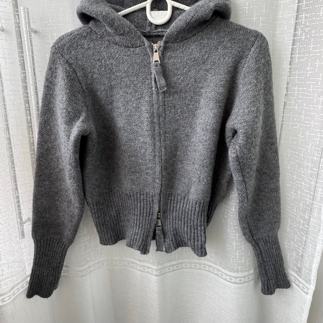 진그레이 투웨이 니트 후드집업 티셔츠 상품이미지2