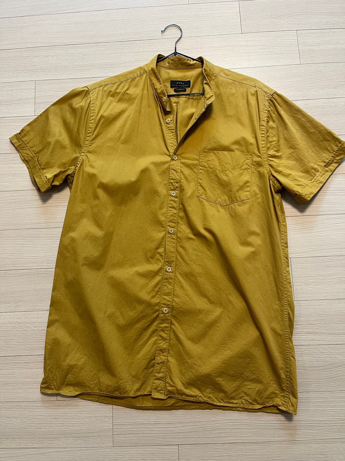 자라 남성 반팔 셔츠 L 겨자색 상품이미지1