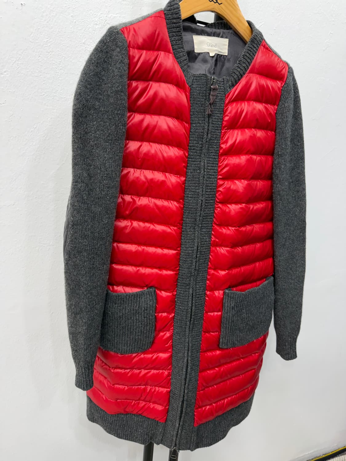 정품) O2ND 오즈세컨 한섬 레드 패딩 니트 덕다운 패딩 44 상품이미지2