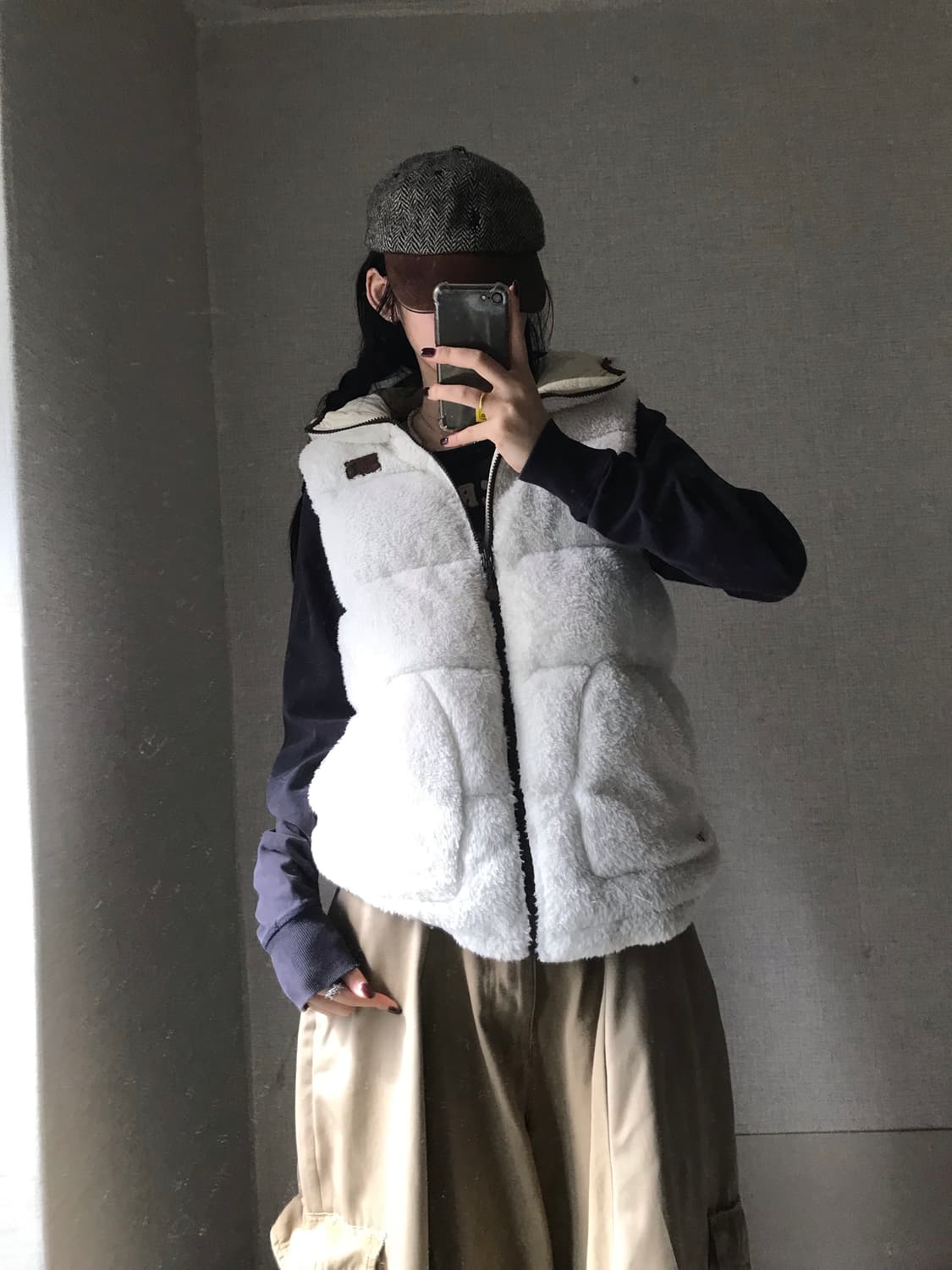 노페 화이트 후리스 눕시 패딩조끼 상품이미지5