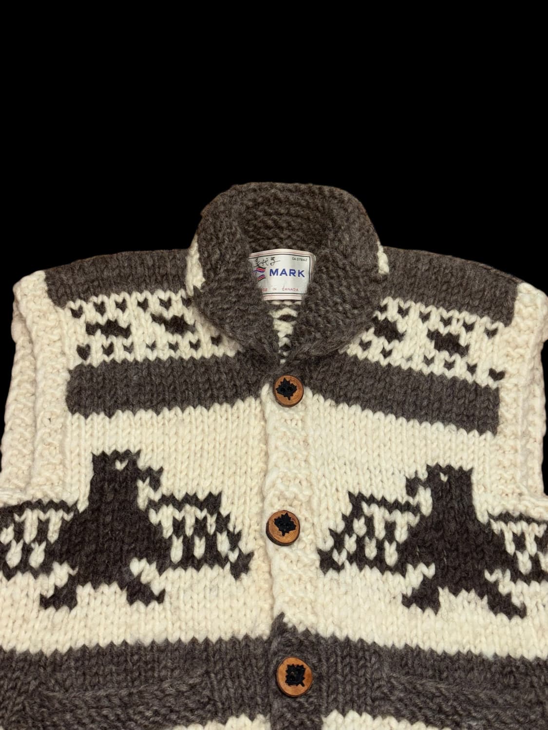 캐나다 빈티지 코위찬 헤비 울 니트 가디건 상품이미지4