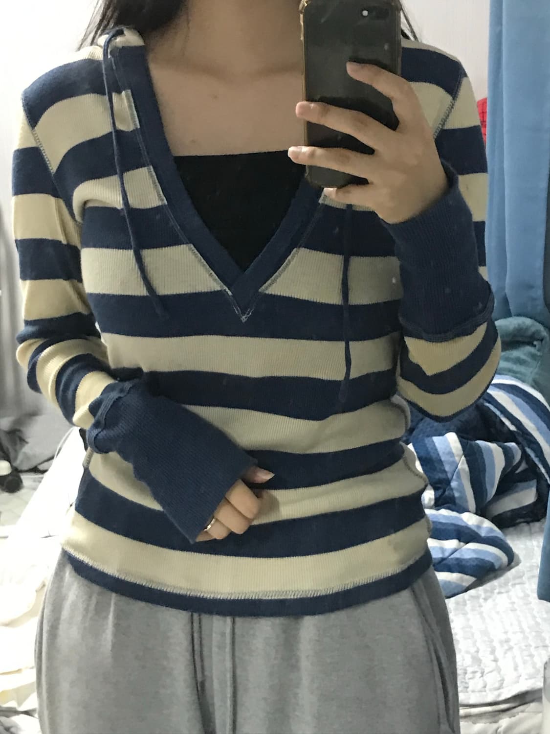 (무배) 폴로 진스 단가라 네이비 브이넥 니트 상품이미지2