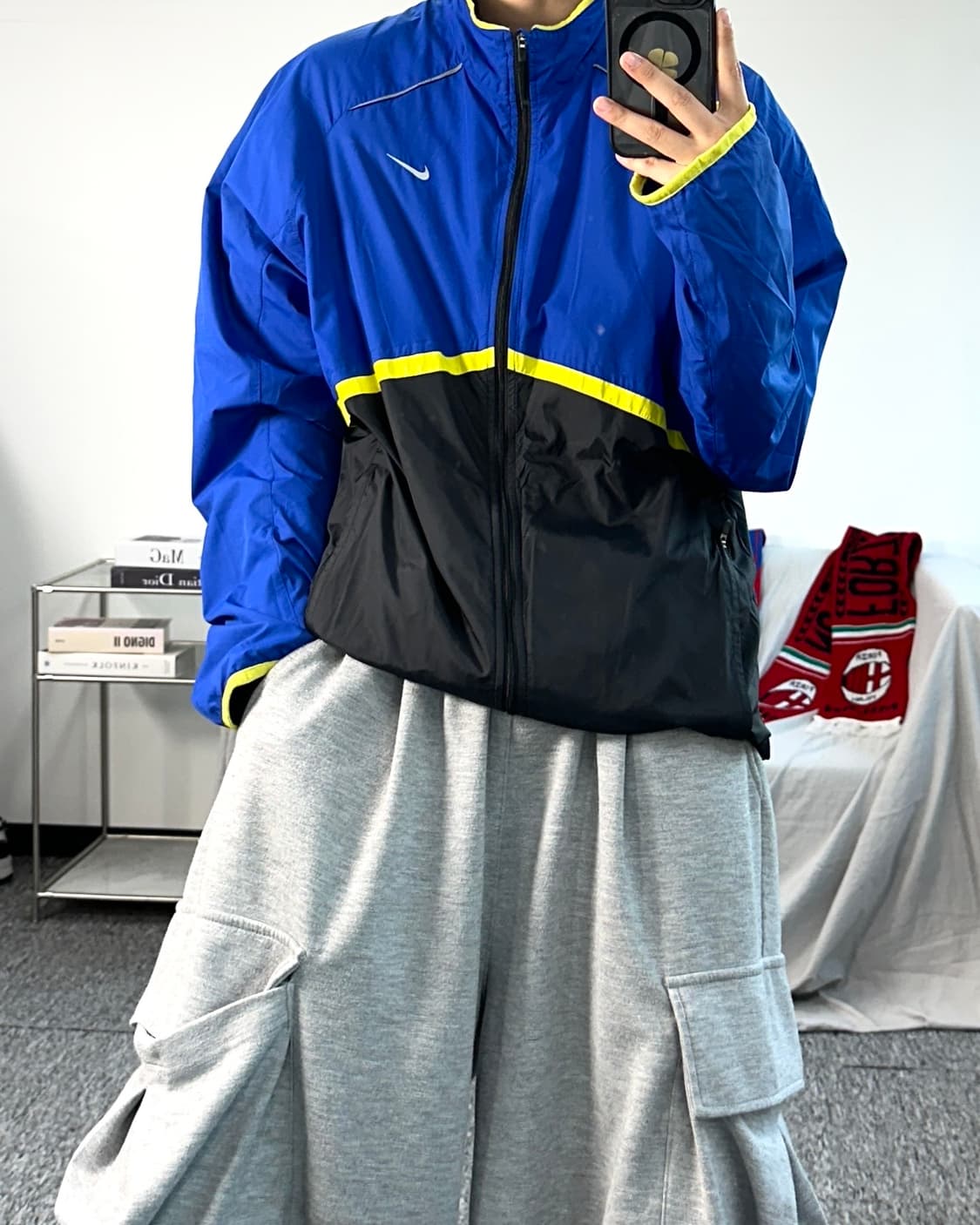 나이키 블루 배색 바람막이 XL 상품이미지3