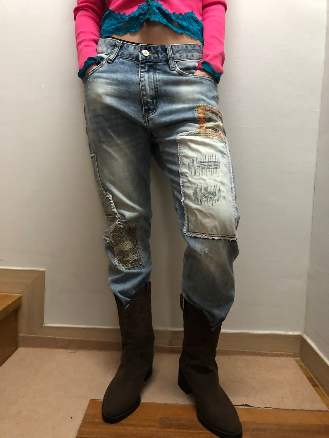 빈티지 데님 패치워크 팬츠 상품이미지2