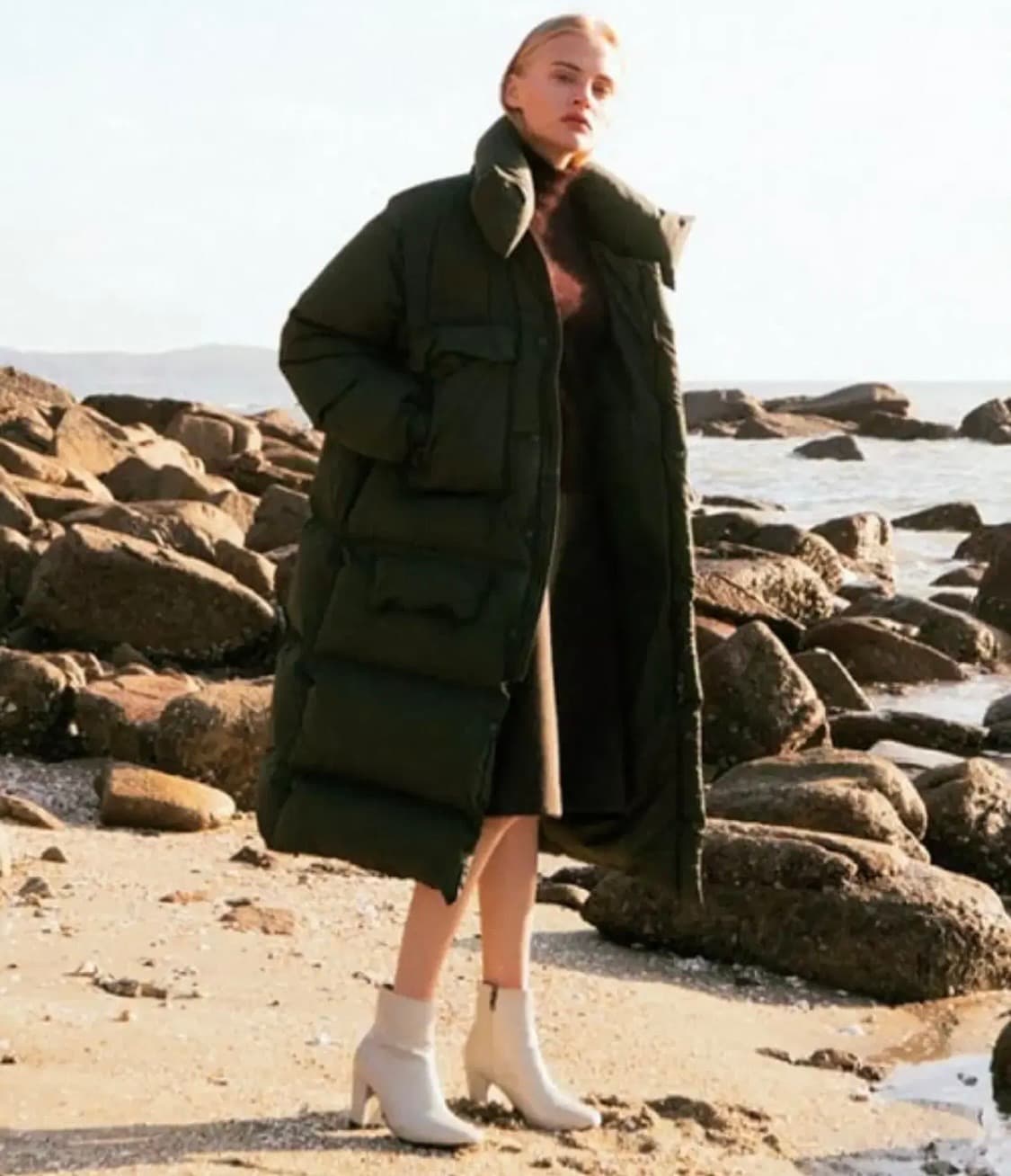 마레 롱패딩 카키 S사이즈 판매합니다! 상품이미지6