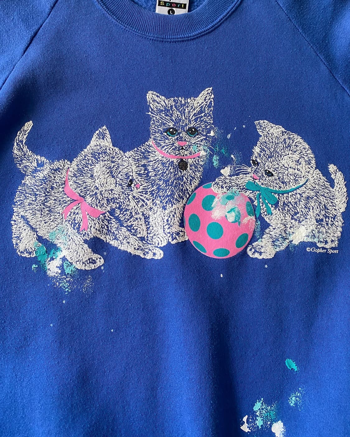 80s 빈티지 고양이 페인팅 맨투맨 상품이미지4