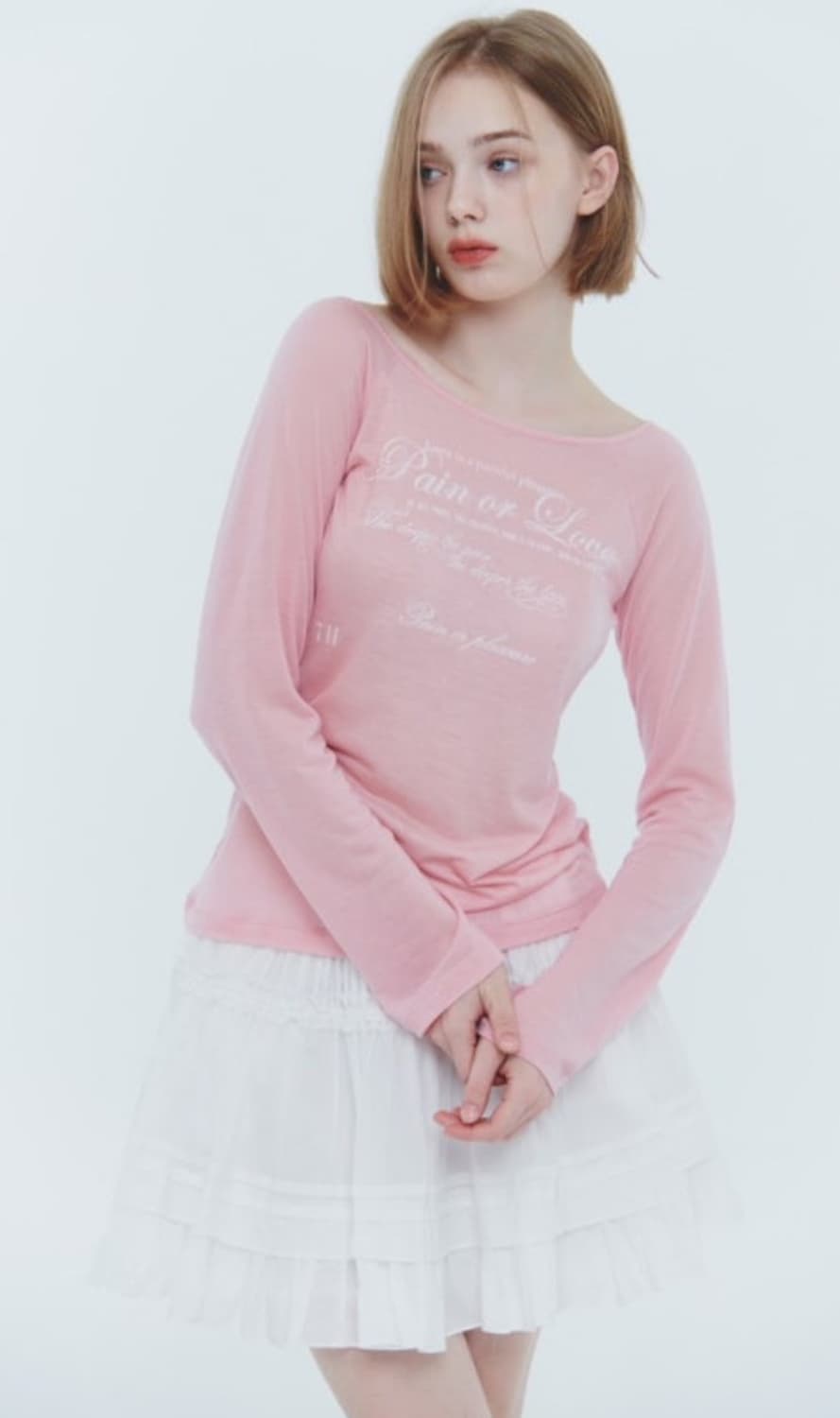 페인오어플레져 FOG LOOSE TOP 포그탑 핑크 상품이미지2