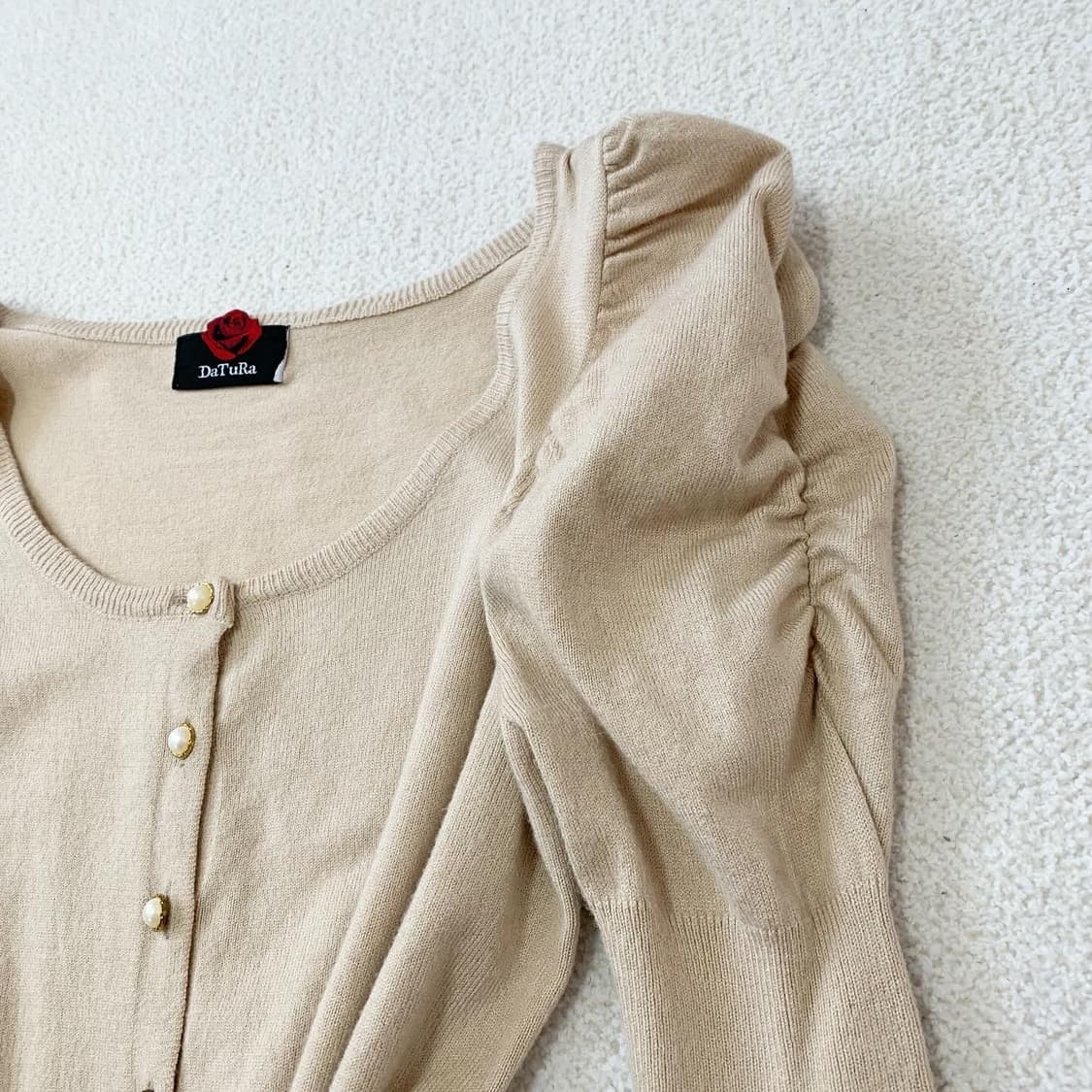 Datura 라떼갸루 셔링 공주핏 니트가디건 상품이미지2