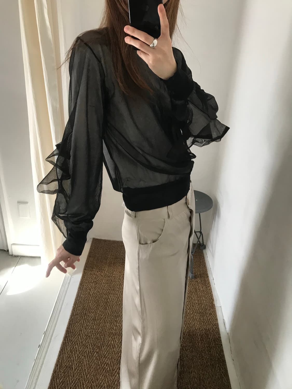 sheer frill top 상품이미지3
